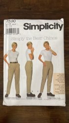7590  SIMPLICITY THE BEST STRAIGHT CHINO TROUSER PANTS PATTERN 3 SZS 4-20